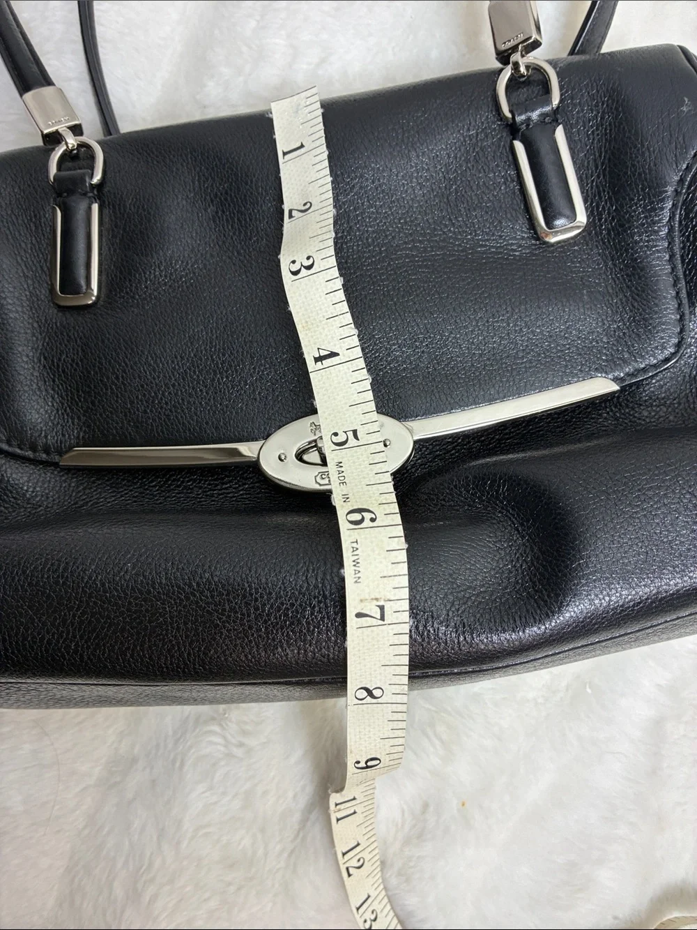 Coach Black Leather Shoulder Satchel with Polished Hardware - Picture 7 of 7